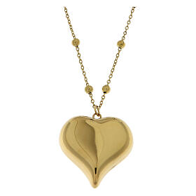 Collar cadena con bolitas colgante corazón dorado acero analérgico