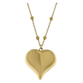 Collar cadena con bolitas colgante corazón dorado acero analérgico