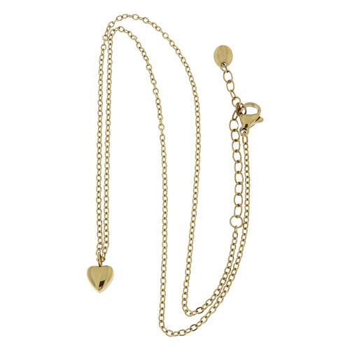 Kette mit Herzanhänger, vergoldet, Edelstahl, klein 3