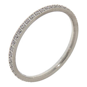 Anello fedina cristalli bianchi in acciaio anallergico