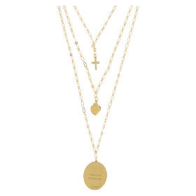 Collana Amen in ottone dorato con zirconi bianchi Madonna Miracolosa 