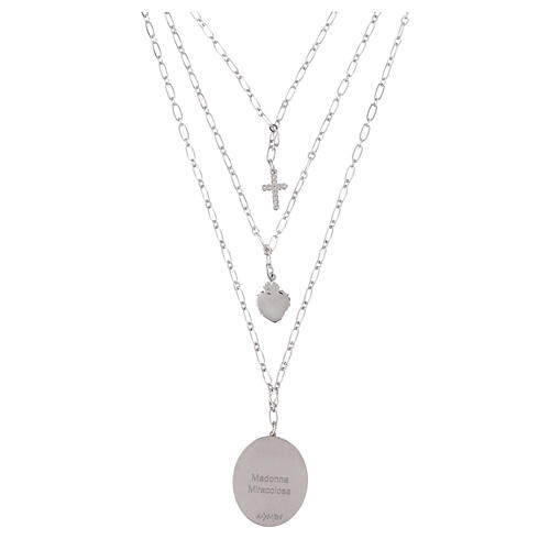Collar de latón rodiado Amen con zircones blancos Virgen Milagrosa 2