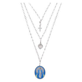 Collana in ottone rodiato Amen con zirconi bianchi Madonna Miracolosa