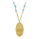 Amen brass necklace with light blue angelite beads and Miraculous Medal s3