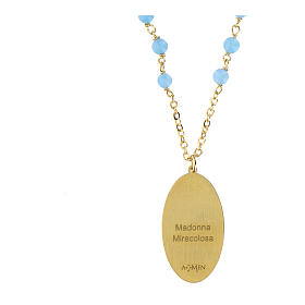 Collana in ottone dorato con angelite celeste Amen Madonna Miracolosa