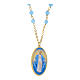 Collana in ottone dorato con angelite celeste Amen Madonna Miracolosa s1