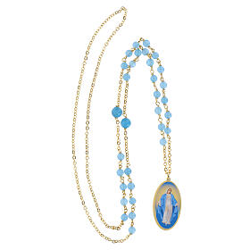 Colar em latão dourado com angelita azul-celeste Amen Medalha Milagrosa