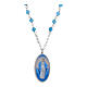 Collier en laiton rhodié avec angélite bleu ceil Vierge Miraculeuse Amen s1
