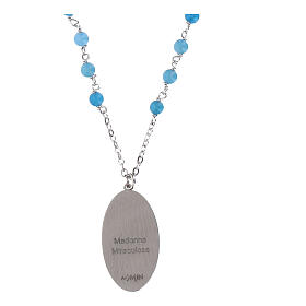 Collana in ottone rodiato con angelite celeste Madonna Miracolosa Amen