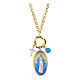 Collar de latón dorado angelita celeste y zircones blancos Virgen Milagrosa Amen s1