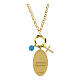 Collar de latón dorado angelita celeste y zircones blancos Virgen Milagrosa Amen s2