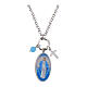 Collar de latón rodiado con angelita celeste y zircones blancos Amen Virgen Milagrosa s1