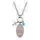 Collar de latón rodiado con angelita celeste y zircones blancos Amen Virgen Milagrosa s2