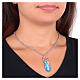 Rhodium-plated brass necklace with celestial angelite and white zircons Amen Madonna Miraculous s2
