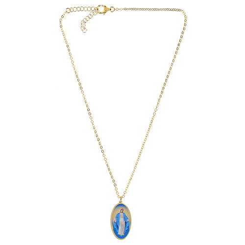 Collar Amen de latón dorado medalla Virgen Milagrosa 3