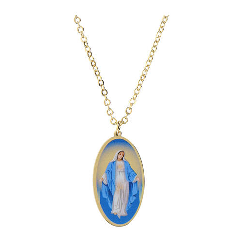 Collier Amen en laiton doré médaille Vierge Miraculeuse 1
