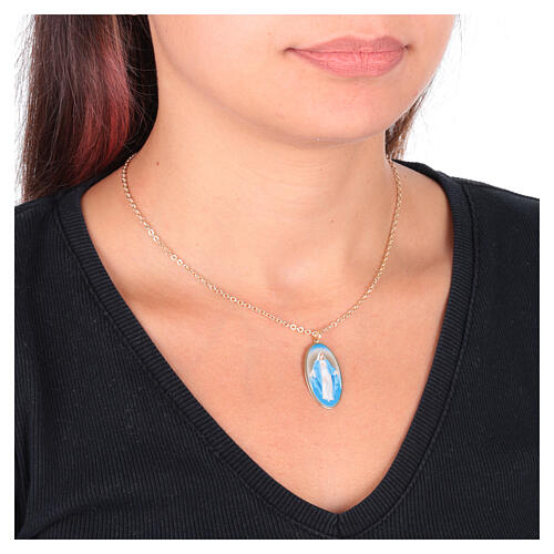 Collier Amen en laiton doré médaille Vierge Miraculeuse 2