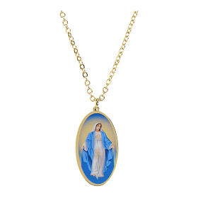 Collana Amen in ottone oro medaglia Madonna Miracolosa 