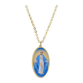 Collana Amen in ottone oro medaglia Madonna Miracolosa 
