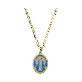 Collana girocollo Amen in ottone dorato Madonna Miracolosa