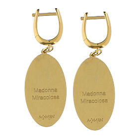 Amen dangling earrings in gold-plated brass with Miraculous Medal