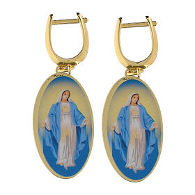 Boucles d'oreilles pendantes Amen en laiton doré Vierge Miraculeuse