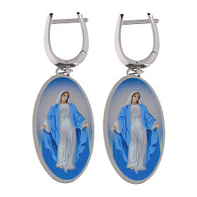Dangling earrings in rhodium-plated brass by Amen, Our Lady of Graces