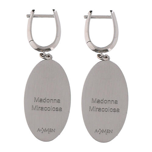 Miraculous Mary dangling earrings in rhodium-plated brass, Amen 2