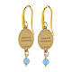 Miraculous Mary rhodium-plated gold dangling earrings with light blue angelite, Amen s2