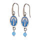 Miraculous Mary Dangling Earrings with Light Blue Angelite in Rhodium-Plated Brass, Amen s1