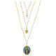 Multilayer gold plated brass necklace by Amen with Our Lady of Medjugorje medal s1