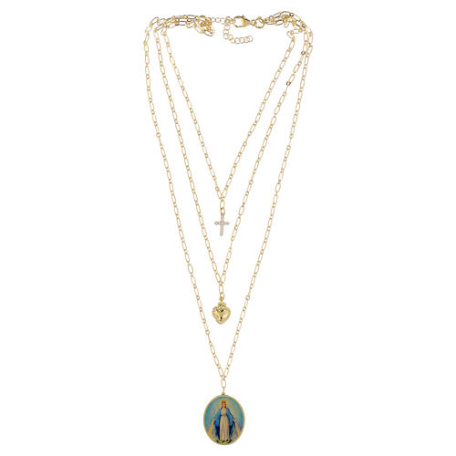 Collar de varias capas de latón dorado Amen Virgen de Medjugorje 4