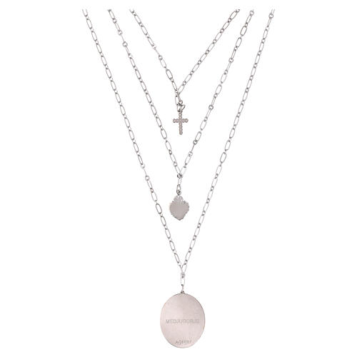 Amen Necklace Our Lady of Medjugorje multilayer in rhodium-plated brass 3