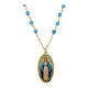 Brass necklace by Amen with light blue angelite and Our Lady of Medjugorje medal s1