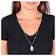Collier en laiton doré Amen avec angélite bleu ciel Notre-Dame de Medjugorje s2