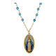 Colar em latão dourado Amen com angelita azul-celeste Nossa Senhora de Medjugorje s1