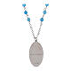 Collier Notre-Dame de Medjugorje en laiton rhodié avec angélite bleu ciel Amen s3