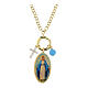 Collana in ottone dorato con angelite celeste e zirconi bianchi Madonna di Medjugorje Amen s1