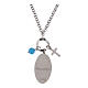 Collana Amen in ottone rodiato con angelite celeste e zirconi bianchi Madonna di Medjugorje s2