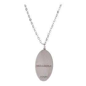 Collar Amen de latón rodiado medalla Virgen de Medjugorje