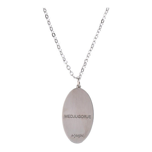 Collana Amen in ottone rodiato medaglia Madonna di Medjugorje 2