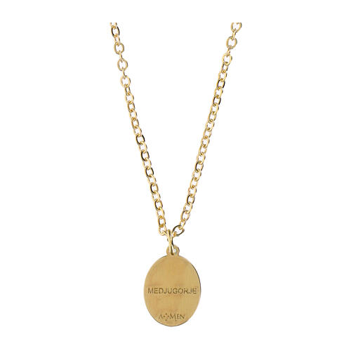 Collar gargantilla Amen de latón dorado Virgen de Medjugorje Amen 2