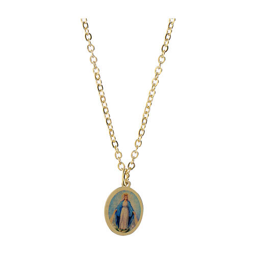 Collar gargantilla Amen de latón dorado Virgen de Medjugorje Amen 1