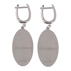 Pendientes colgantes de latón rodiado Virgen de Medjugorje Amen