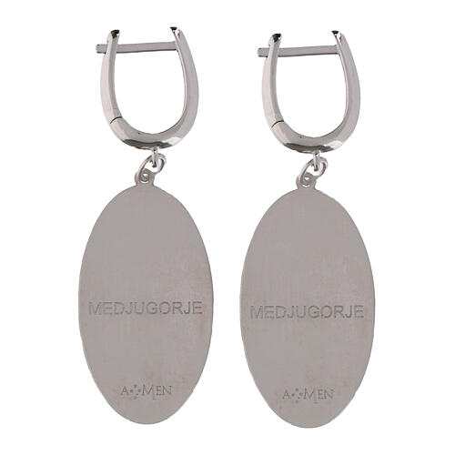 Pendientes colgantes de latón rodiado Virgen de Medjugorje Amen 2