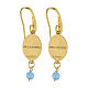 AMEN brass dangling earrings with light blue angelite bead, Our Lady of Medjugorje s2