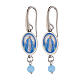 Boucles d'oreilles pendantes Amen avec angélite bleu ciel en laiton rhodié Notre-Dame de Medjugorje s1