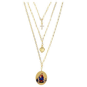 Collar Amen de latón dorado con zircones blancos de la Virgen de Pompeya