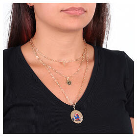 Collar Amen de latón dorado con zircones blancos de la Virgen de Pompeya