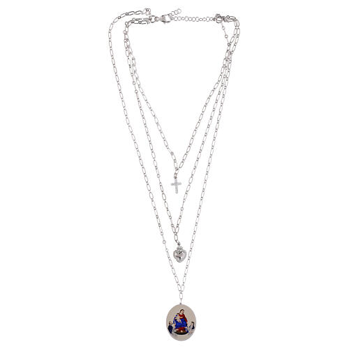 Collar de latón rodiado Amen con zircones blancos Virgen de Pompeya 4